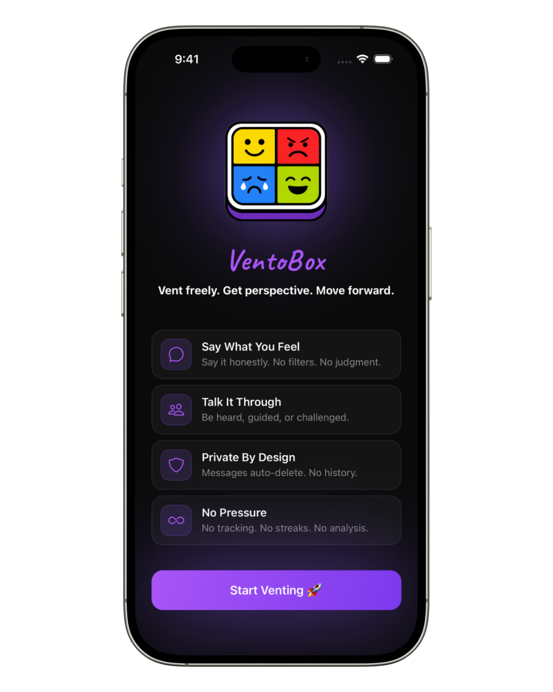 VentoBox app — home screen